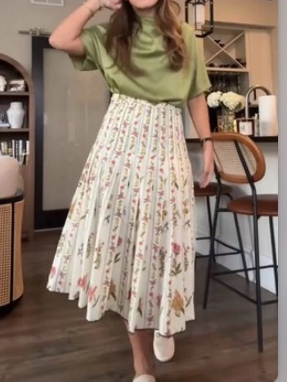 ZARA Floral Pleated A-Line Midi Skirt, ZW Collection. XS NWT